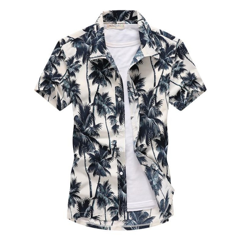 Vintage Hawaiian Floral Shirt - Летние мужские гавайские повседневные рубашки с
