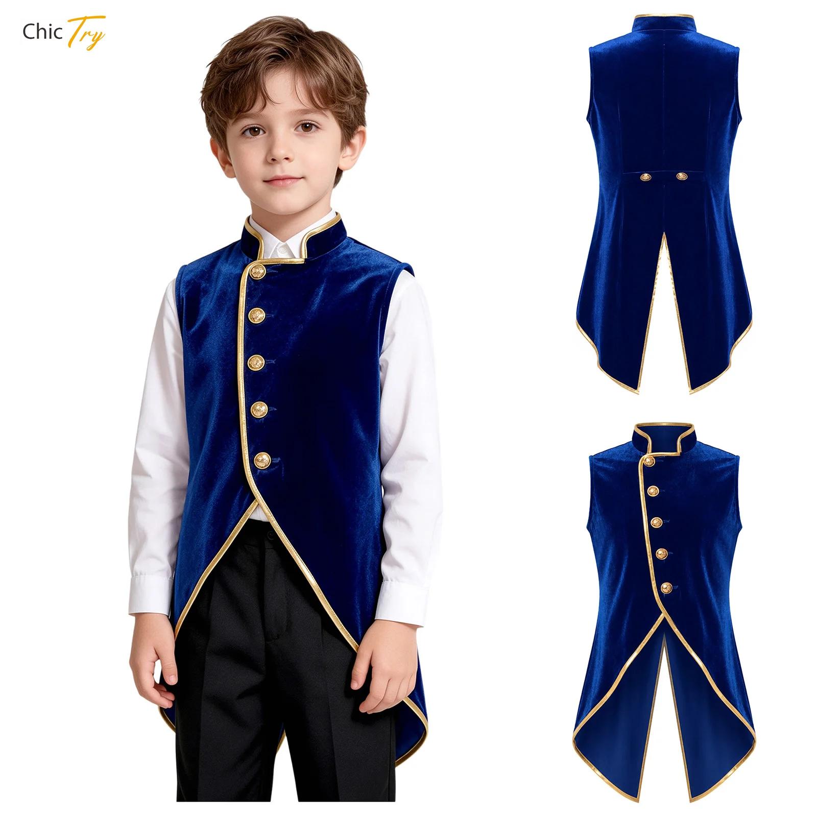 Jackets - Мальчиковая средневековая бархатная фрака, винтажная куртка,