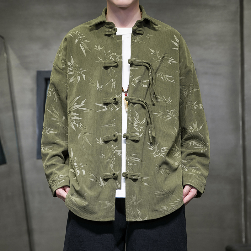 Corduroy Button Up Shirt Men - Мужская вельветовая рубашка в стиле ретро,