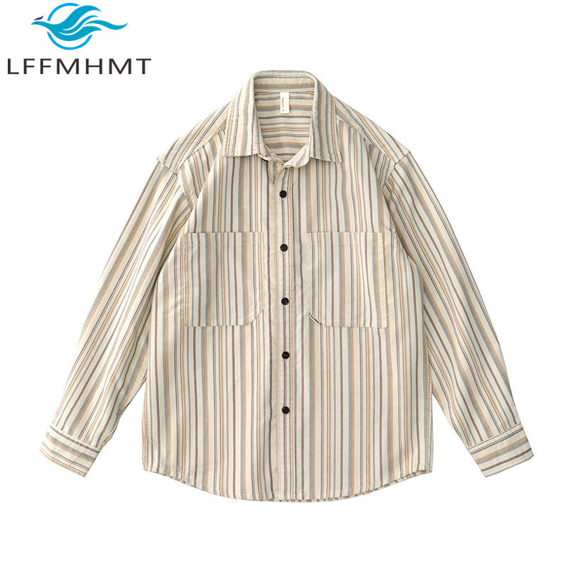 Corduroy Button Up Shirt Men - Мужская винтажная рубашка в японском стиле,