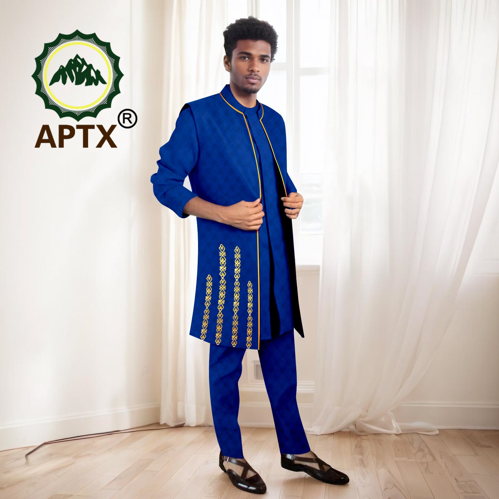 Mandarin Collar Formal Shirt Slim Fit - Африканские мужские костюмы, комплект высокого качества,