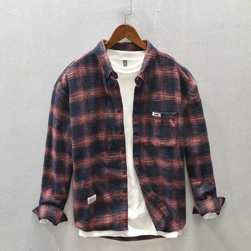 Flannel Plaid Shirt Heavy Weight - Новая клетчатая повседневная рубашка-куртка весна-осень 2026,