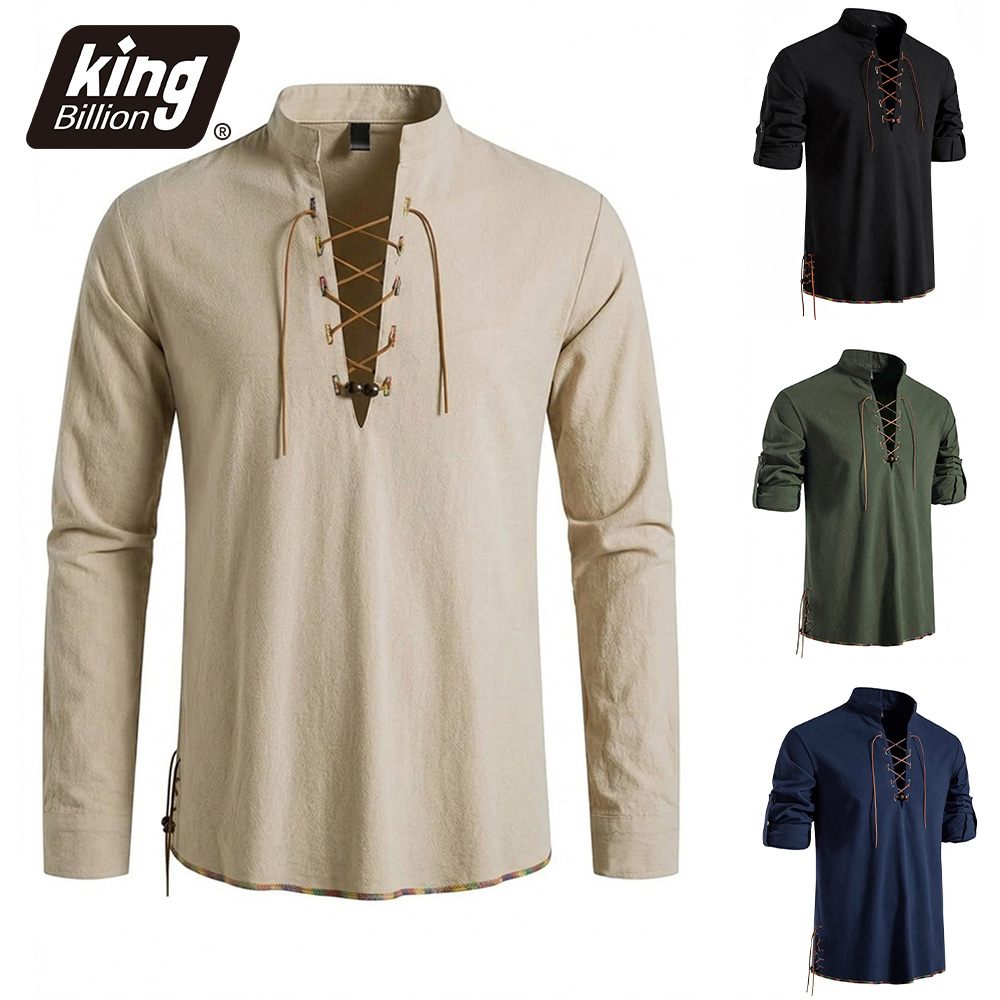 Medieval Gothic Lace Up Pirate Shirt - Мужская средневековая рубашка в пиратском стиле,