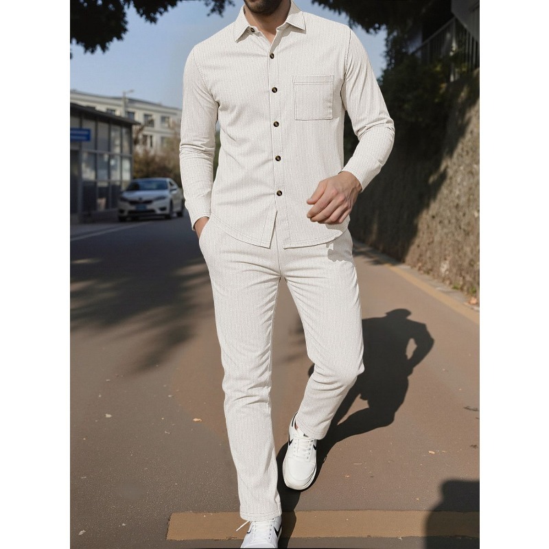 Corduroy Button Up Shirt Men - Мужской комплект из двух предметов: рубашка