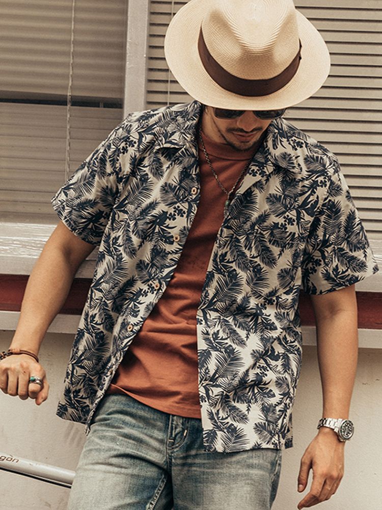 Vintage Hawaiian Floral Shirt - Модная гавайская рубашка для мужчин, летняя,