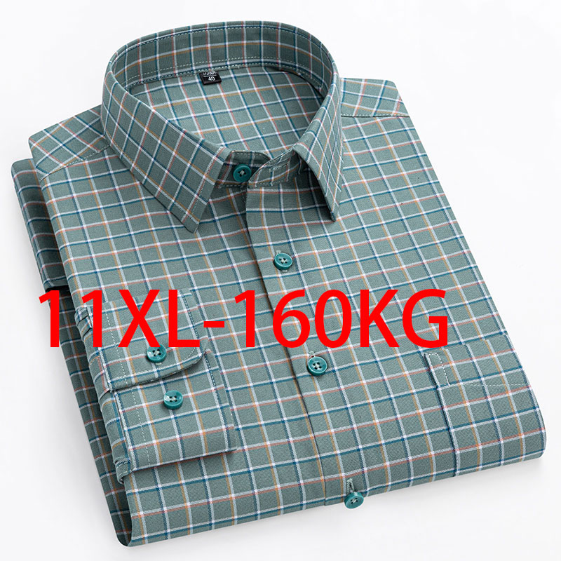 Oxford Cotton Casual Shirt Business - Новинка 11XL 10XL очень большая мужская