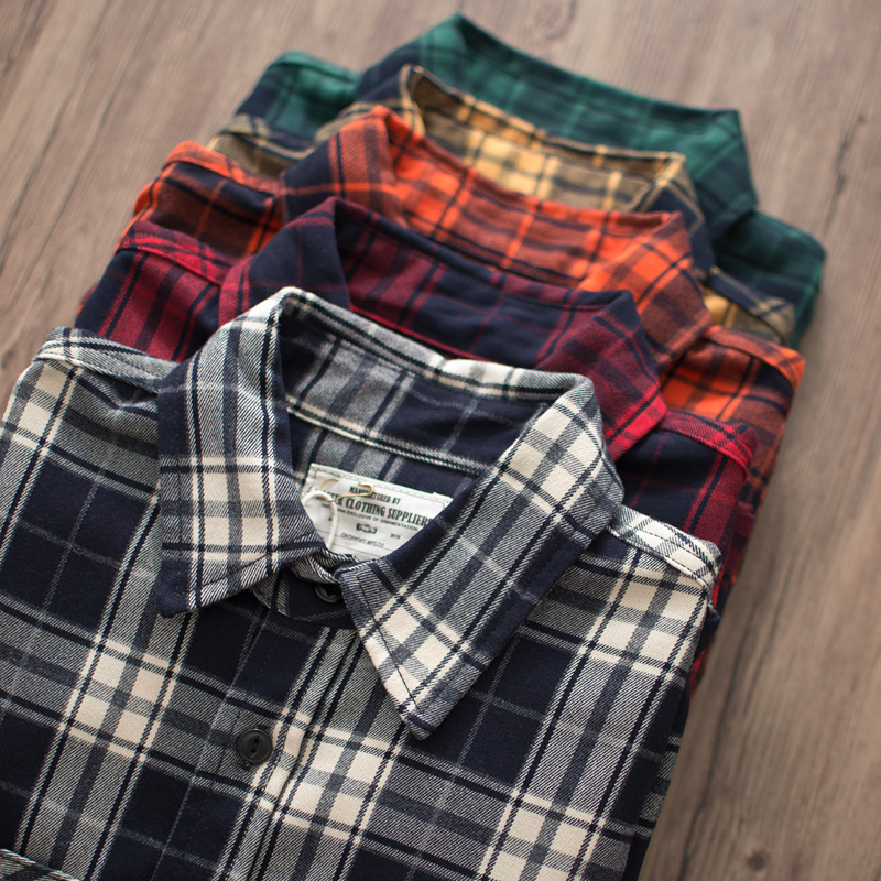Flannel Plaid Shirt Heavy Weight - Осенняя новая американская ретро 300 г