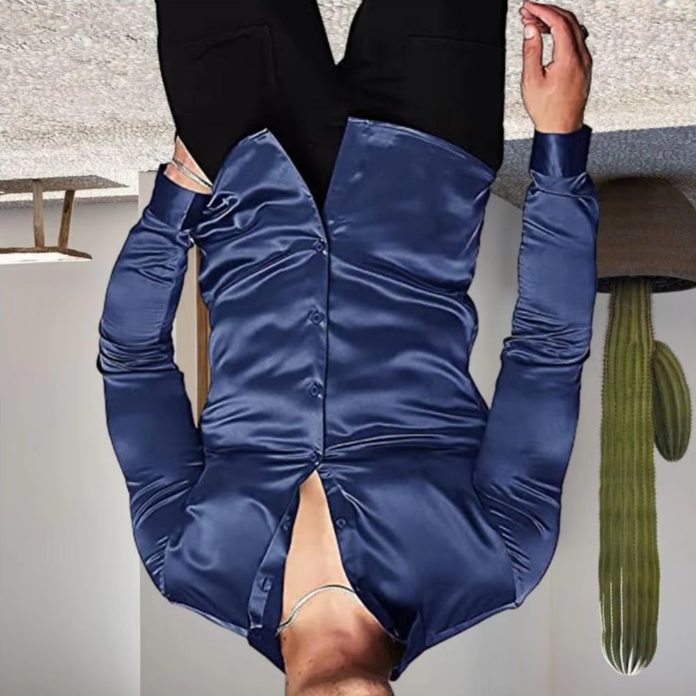 Mens Satin Silk Dress Shirt - Стильная мужская рубашка из блестящего шелковистого