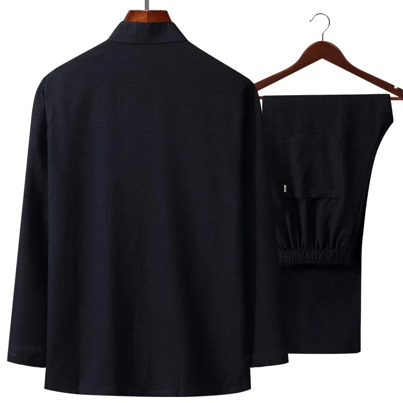 Осенняя новая китайская мужска – обзор и цена Mens Linen Shirt Long Sleeve