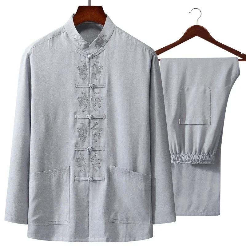 Осенняя новая китайская мужска – обзор и цена Mens Linen Shirt Long Sleeve