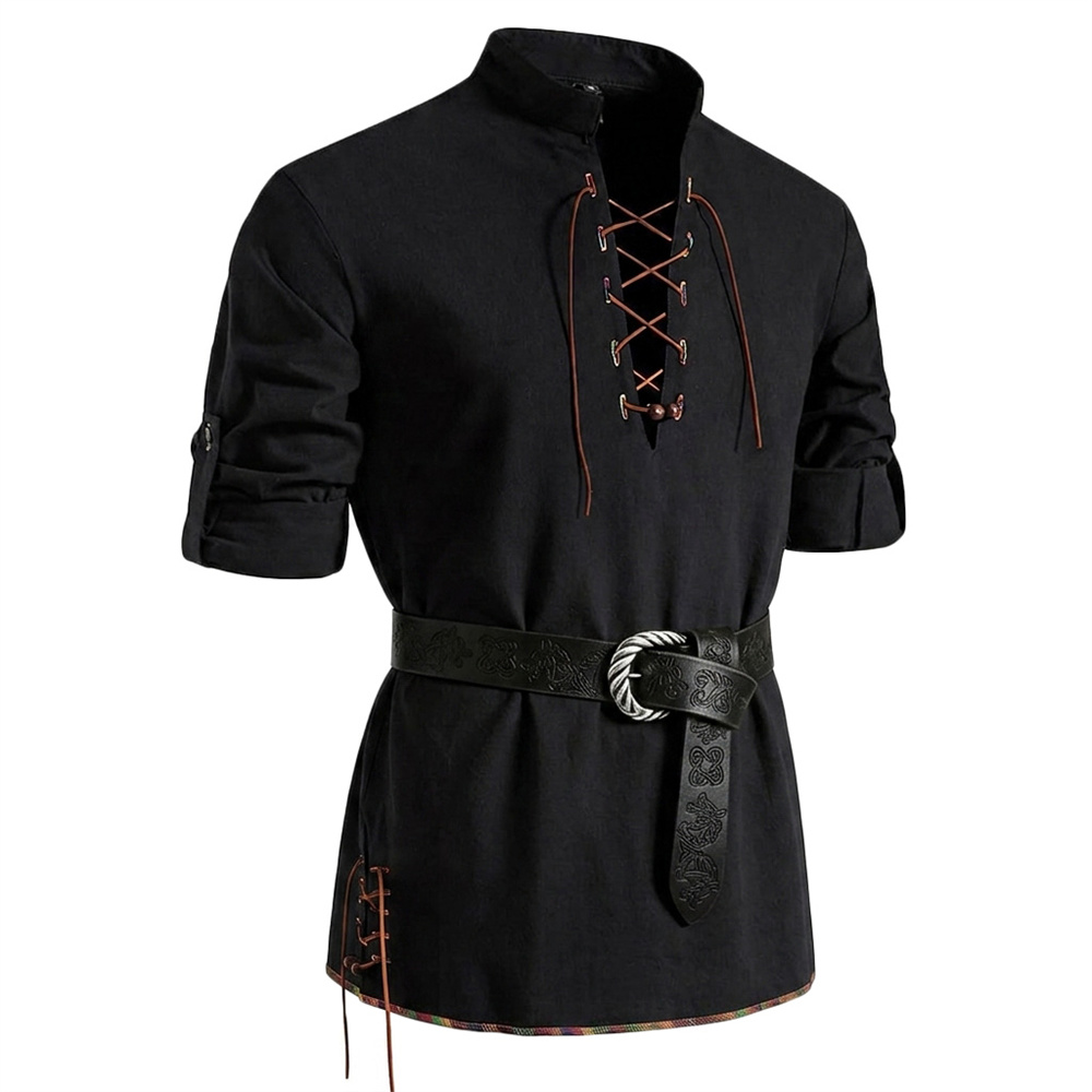 Мужская хлопковая рубашка в ст – обзор и цена Medieval Gothic Lace Up Pirate Shirt