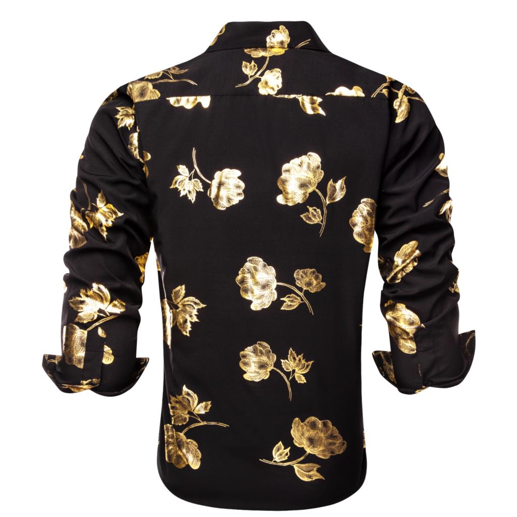 Hi-Tie, черные, золотые шелков – обзор и цена Mens Satin Silk Dress Shirt