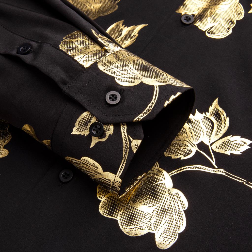 Hi-Tie, черные, золотые шелков – обзор и цена Mens Satin Silk Dress Shirt