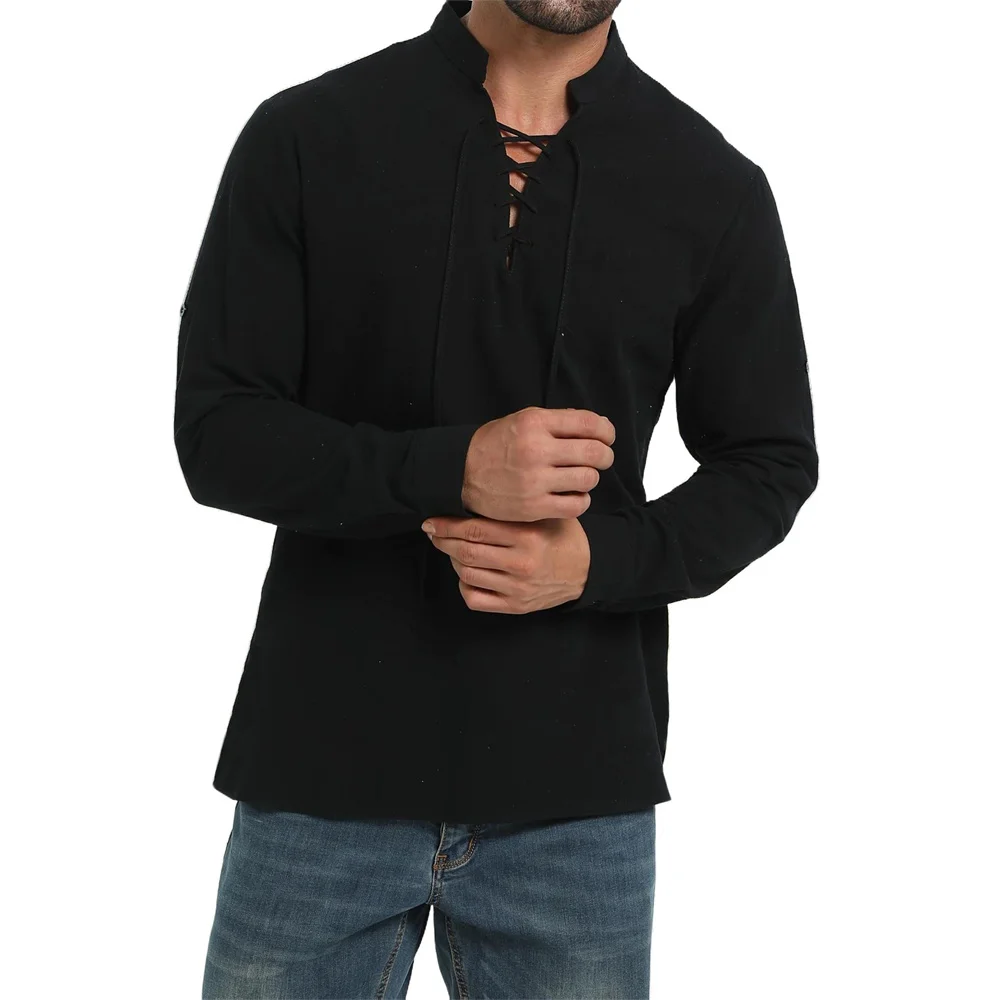 Весенне-осенняя мужская пиратс – обзор и цена Medieval Gothic Lace Up Pirate Shirt