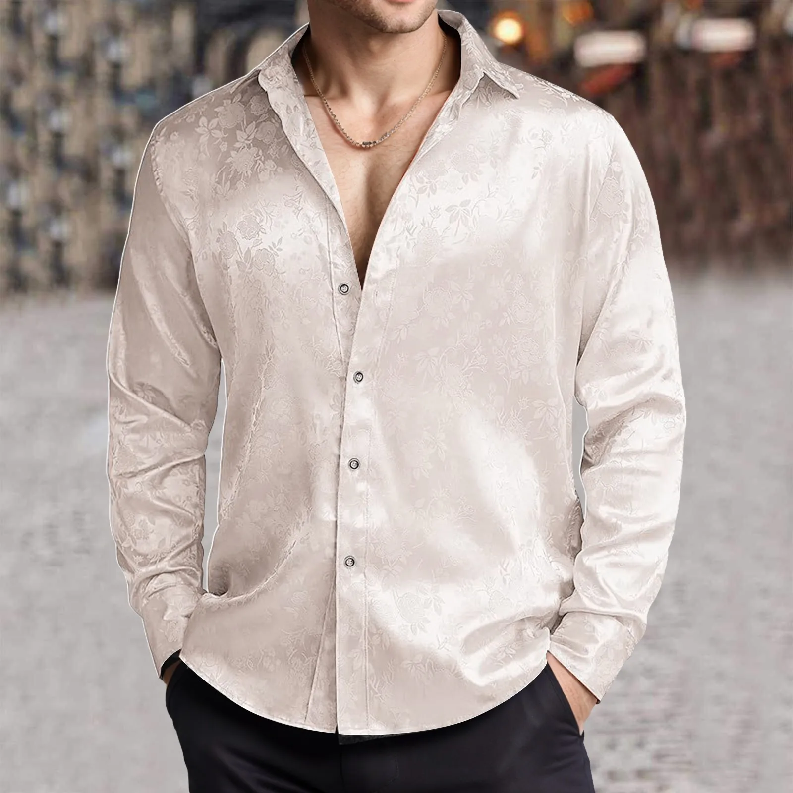 Мужская классическая рубашка и – обзор и цена Mens Satin Silk Dress Shirt