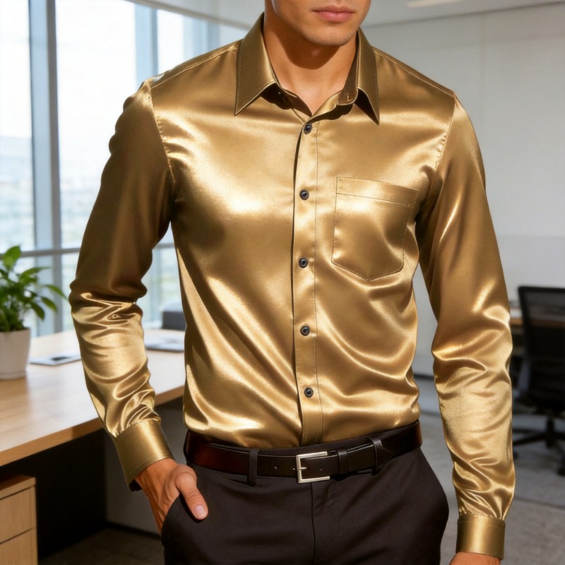 Мужская рубашка из атласного ш – обзор и цена Mens Satin Silk Dress Shirt