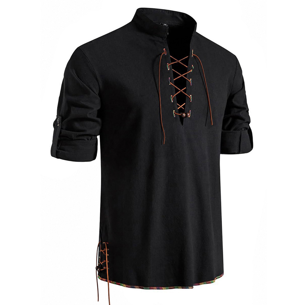 Мужская рубашка с воротником-х – обзор и цена Medieval Gothic Lace Up Pirate Shirt