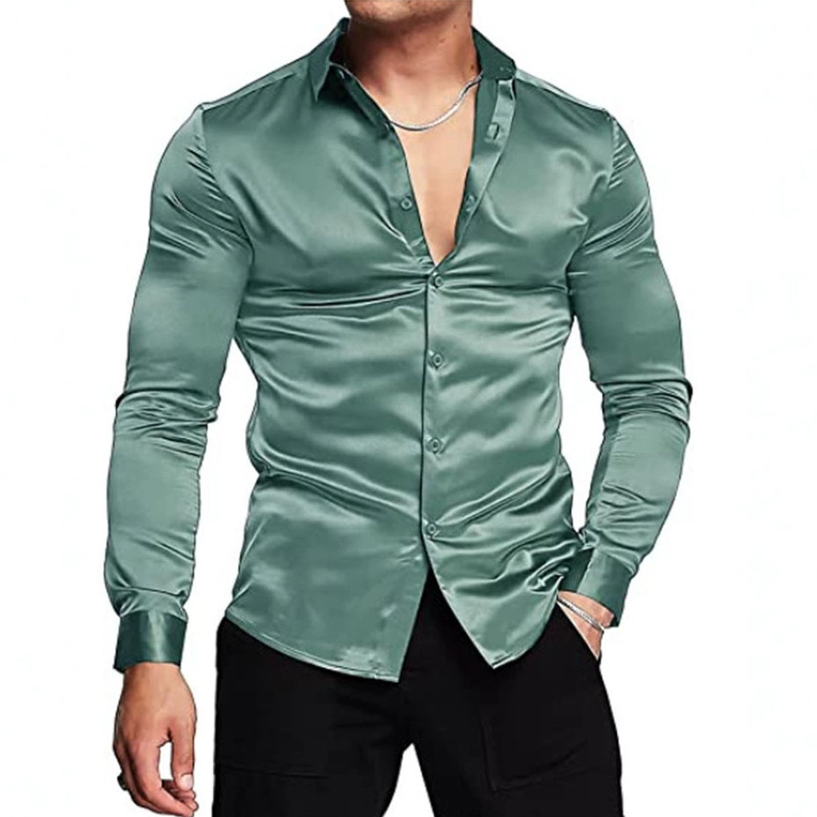 Розовая шелковая атласная роск – обзор и цена Mens Satin Silk Dress Shirt