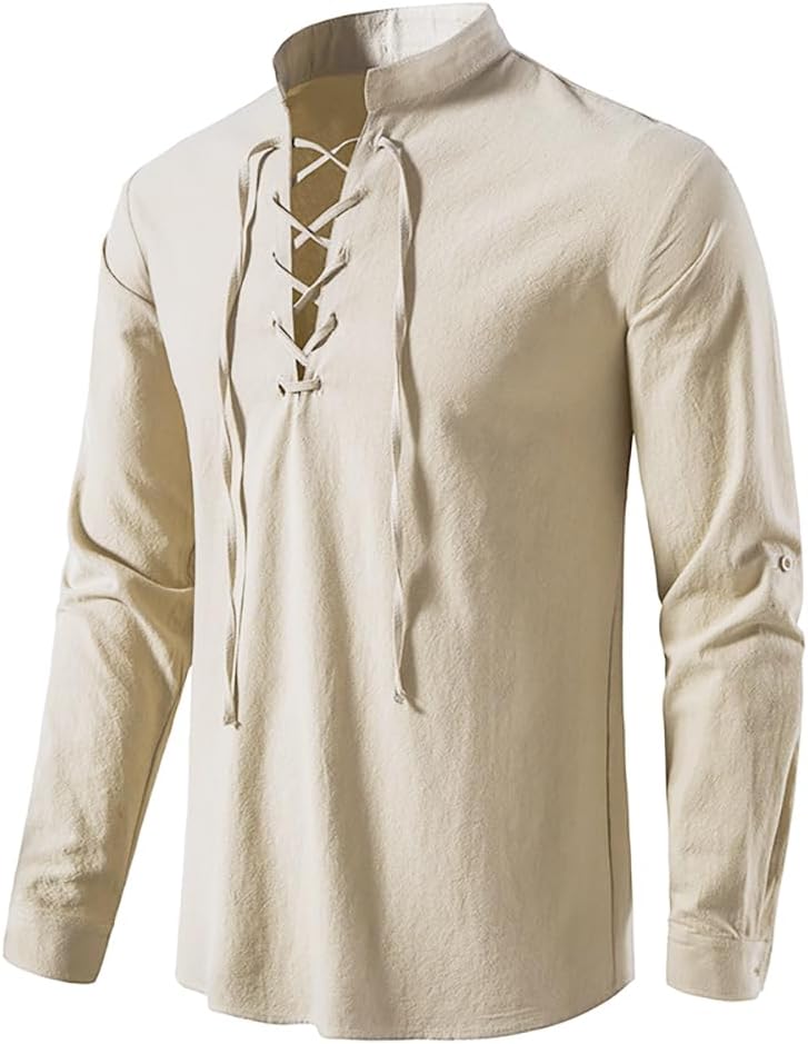 Комплект из 2 предметов, мужск – обзор и цена Medieval Gothic Lace Up Pirate Shirt