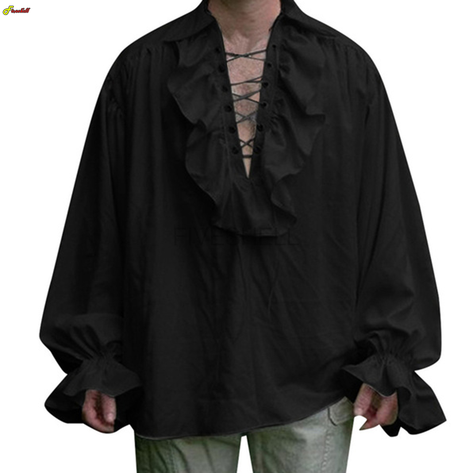 Средневековая мужская стандарт – обзор и цена Medieval Gothic Lace Up Pirate Shirt