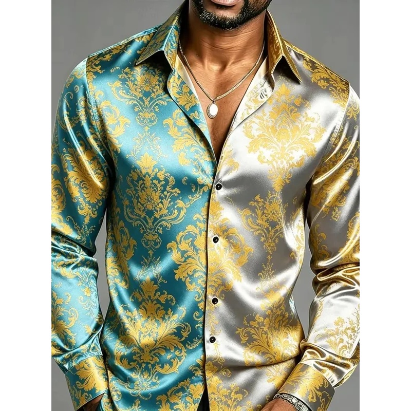 Атласные шелковые мужские руба – обзор и цена Mens Satin Silk Dress Shirt
