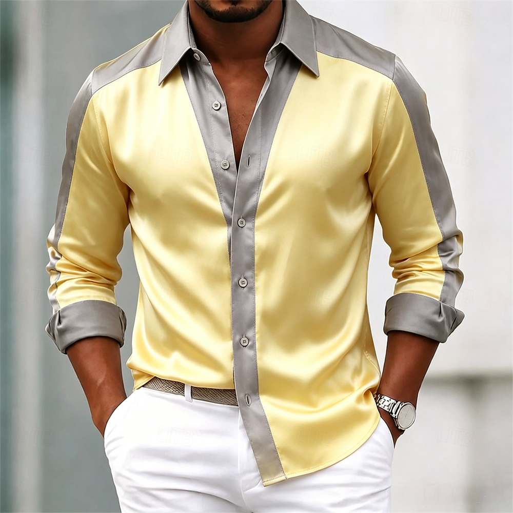 Мужская рубашка, атласная руба – обзор и цена Mens Satin Silk Dress Shirt