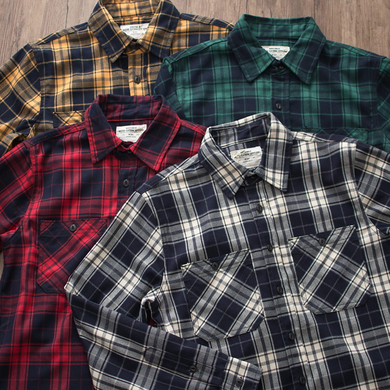 Осенняя новая американская рет – обзор и цена Flannel Plaid Shirt Heavy Weight