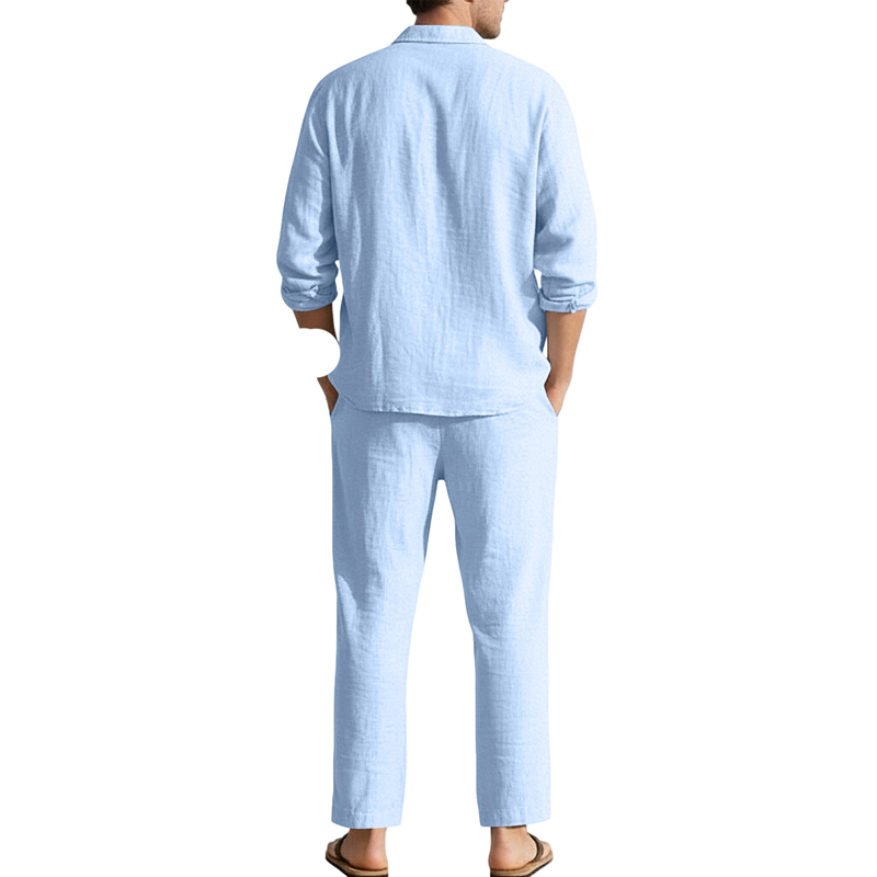 Льняные повседневные комплекты – обзор и цена Mens Linen Shirt Long Sleeve