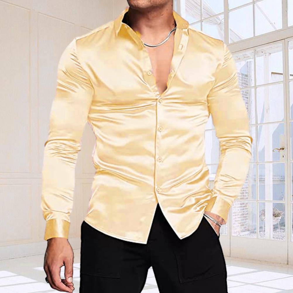 Стильная мужская рубашка из бл – обзор и цена Mens Satin Silk Dress Shirt