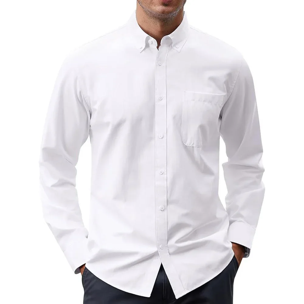 Мужские рубашки с длинным рука – обзор и цена Oxford Cotton Casual Shirt Business